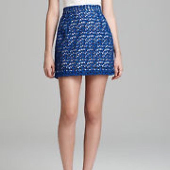 French Connection Dresses & Skirts - 🎊HP🎉French Connection Blue Crocheted Mini Skirt
